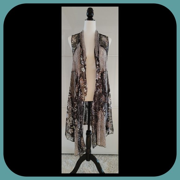 MINKAS || Long Flowy Boho Vest/Cardigan (SIZE S) - Picture 1 of 7